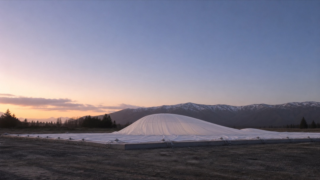 Concept visualisation — Air Dome membrane fixed to its perimeter before inflation