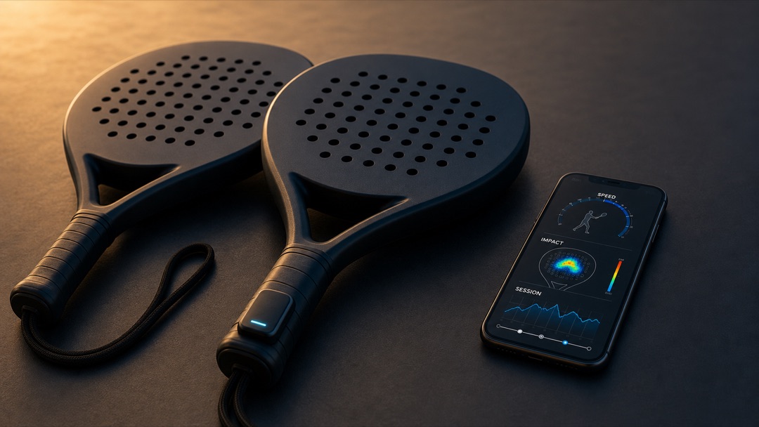 Rackets and a phone ready for play